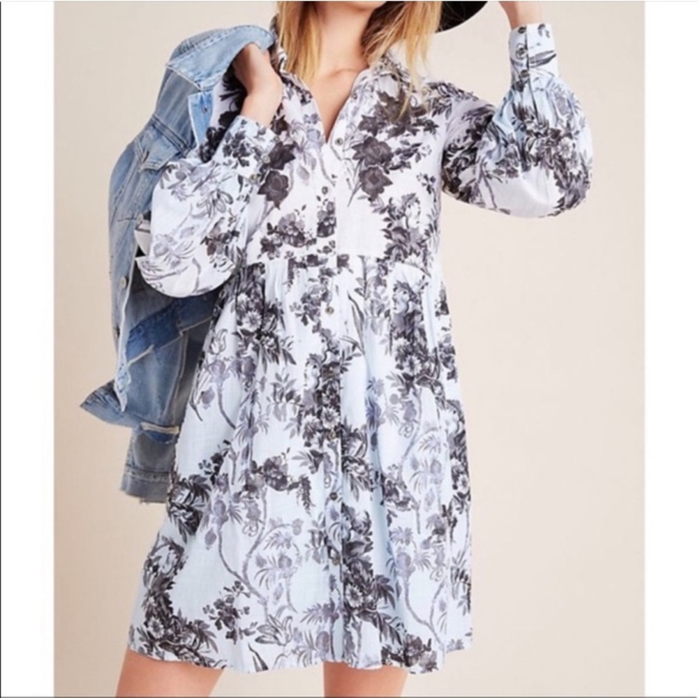 Anthropologie Laviniaâ Embroidered Shirt Dress 4P